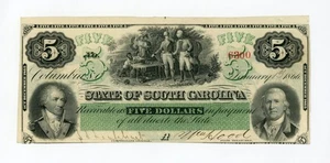 1866 Cr.03 $5 The State of SOUTH CAROLINA Note - Issued! - Picture 1 of 2