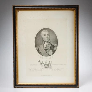 Antiker Druck von Sir Richard Bickerton britischer Konteradmiral im Rahmen 22"h - Bild 1 von 6
