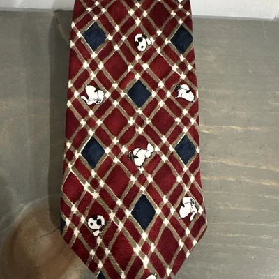 Peanuts Snoopy Joe Gridlock Official Men’s Tie 100% Silk Maroon And Blue EUC  - Image 1 of 4