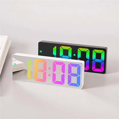 Electronic Clock Alarm Clock LED Digital Large Number Clock Colorful Light - Image 1 of 4
