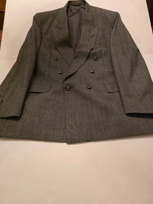 Chaqueta de lana para hombre de doble botonadura gris a cuadros Austin Reed talla XL hecha en EE. UU. Foto 1 de 4
