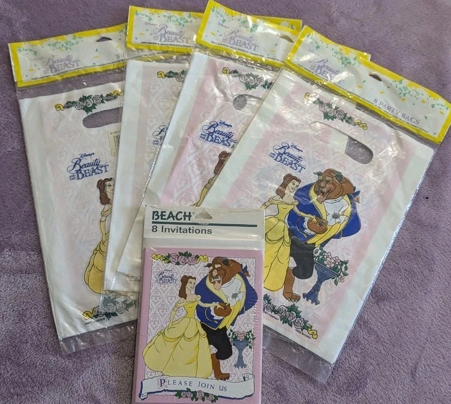 Lote de Favores de Fiesta Bella Bestia Disney De Colección Bolsas de Botín Invitaciones  Foto 1 de 4
