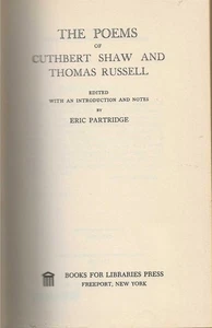 Poems of Cuthbert Shaw and Thomas Russell - Foto 1 di 1