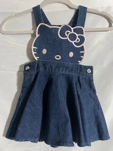 Hello Kitty Dress Girl’s 2T Sanrio Denim Jumper Toddler Pink Embroidered - Picture 1 of 5
