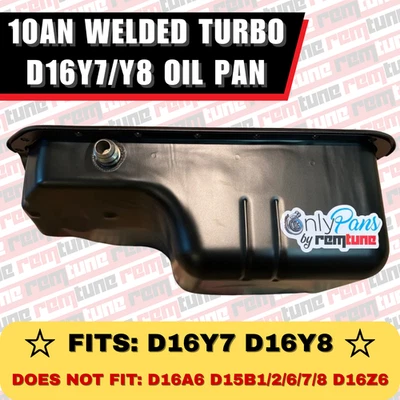 D Series D15/D16 Y7 Y8 VTEC Tapped Oil Pan Turbo 10AN Fitting TIG Welded - Image 1 of 4