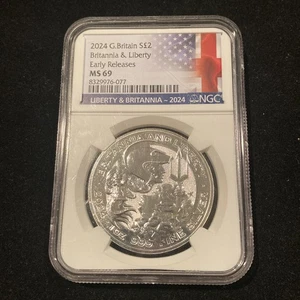 2024 G. Britain Liberty & Britannia 1 Oz Silver Coin NGC MS69 Early Releases - Picture 1 of 6