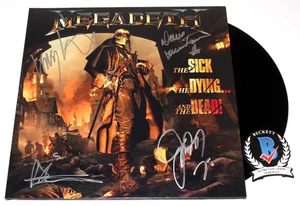 MEGADETH BAND SIGNED THE SICK DYING DEAD VINYL RECORD ALBUM MUSTAINE BECKETT COA - Picture 1 of 3