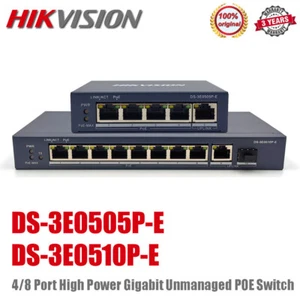 Hikvision 4/8 Port 6KV Long Range Layer 2 Gigabit Unmanaged POE Switch - Bild 1 von 7