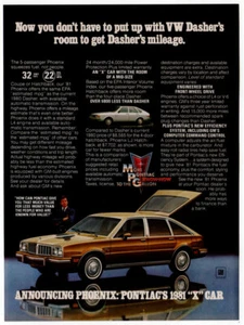 1981 PONTIAC Phoenix Hatchback Vintage Original Print AD | Compared Dasher photo - Picture 1 of 1