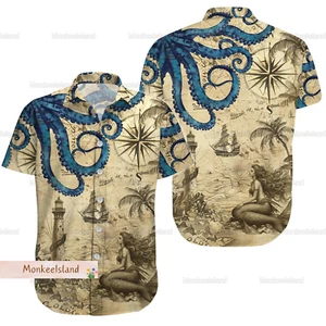 Princess Mermaid Octopus 3D HAWAII SHIRT US Size All Over Print Best Price - Picture 1 of 3