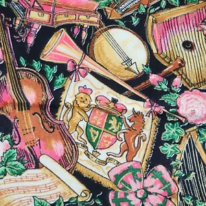 Peter Pan Fabrics Christmas Instruments Gold Metallic Outline Cotton By the Yard - Picture 1 of 10