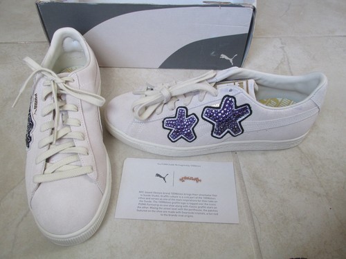 NUOVE scarpe da studio in pelle scamosciata Puma x Swarovski x 100 Wolves da uomo taglia 10 5 bianche 933470 01