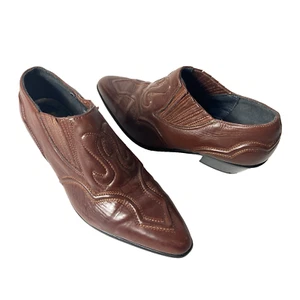 Nordstrom Slip On Brown Leather Classic Ankle Bootie Womens Sz 7.5 M Pointed Toe - Picture 1 of 10