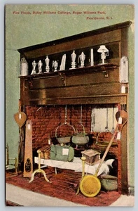 Postcard Rhode Island Providence Roger Williams Park Betsy Cottage Fireplace  7C - Picture 1 of 2