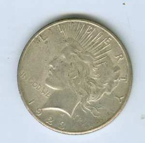 1923-S PEACE SILVER DOLLAR--XF/AU--ORIGINAL COIN - Picture 1 of 2