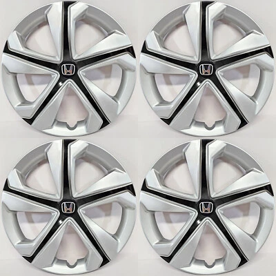 套装/4 适合 2016 - 2018 年本田思域 LX 16 英寸轮毂盖/车轮盖 # 520-16SB + 标志 — 第 1/4 张图片