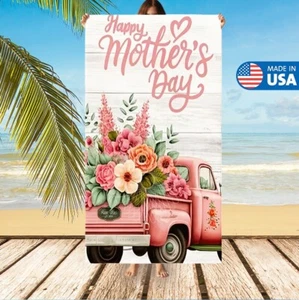 Happy Mother's Day Beach Towel Microfiber Soft Oversize Gift Pool Swim Travel - Picture 1 of 7