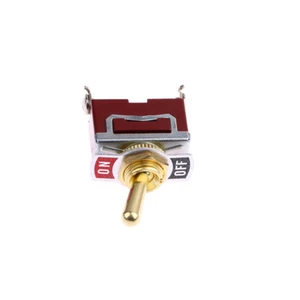 Golden Color Brass Knurl Toggle 12~ 250V 1GANG 2Way 2Pin DIY Light Button Switch - Picture 1 of 12