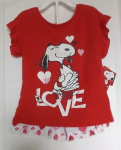 PEANUTS SNOOPY LOVE VALENTINE PAJAMA SET - SHORTY PJS - SIZE XS (4/5) - NWT - Picture 1 of 6