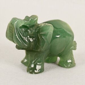 1.5" Elephant Statue Jade Crystal Carved Healing Reiki Stone Figurine