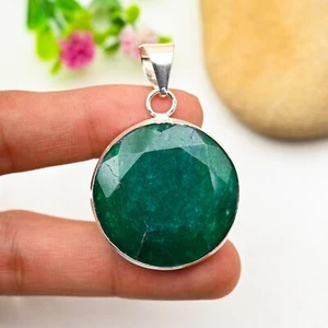 Emerald Gemstone Pendant 925 Sterling Silver Pendant Jewelry Father Day Gift - Picture 1 of 5