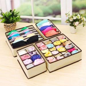 Underwear Bras Organizer 4PCS Set Foldable Storage Box Drawer Socks Ties - Picture 1 of 12
