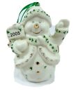Snowman Ornament White With Gold Trim And Clovers 4" Porcelain 2005