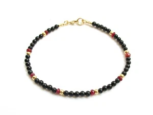 black onyx beads ruby gold bracelet beads natural genuine gemstone natural 14 k - Picture 1 of 3