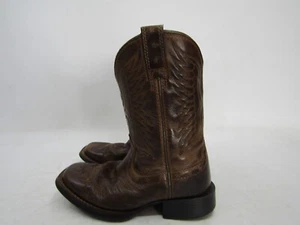 Ariat Little Kids Youth Sz 10 D Brown Leather Square Toe Cowboy Western Boots - Picture 1 of 11
