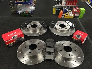 FOR HONDA INTEGRA TYPE R 1.8 DC2 BRAKE DISC DRILLED GROOVED MINTEX BRAKE PADS - Picture 1 of 1