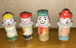 Vtg Wooden ~ Fisher Price (?) “Little People” ~ Lot of 4 Figures ~ READ!
