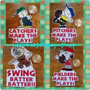 Erdnüsse Snoopy Aufbügeln Patches Baseball Little League Charlie Schweinestift Schröder - Bild 1 von 5