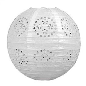 3 white paper lace pattern lanterns 8" diameter wedding party decorations - Picture 1 of 1