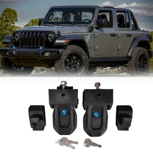 For 2018-2025 Jeep Wrangler JL Gladiator JT Anti-Theft 2PC Hood Latches with Key - Picture 1 of 10