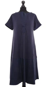 Liviana Conti Shirtkleid Kleid M blau dunkelblau Midi kurzarm mit Baumwolle Neu - Picture 1 of 5