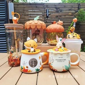 Starbucks Authentic Autumn Cute Fox Acorn Wall Glass Cup Tumbler Ceramic Mugs US - Picture 1 of 18