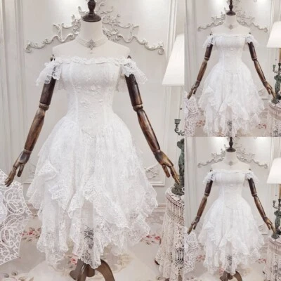 Mini Short Wedding Dresses Off the Shoulder Ruffles Lace Appliques Bridal Gowns - Image 1 of 4