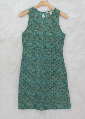 Y2K Vintage Jonathan Martin Dress Size 7 Blue Paisley Shift Sleeveless #1659 - Image 1 of 4
