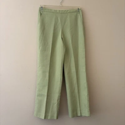 Alfred Dunner Petite Pants Size 8P Green Trousers Elastic Waist Straight Leg - Image 1 of 3