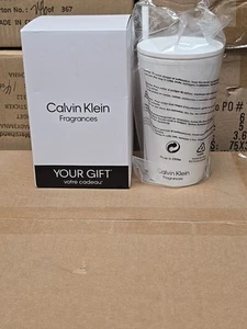 Brand New Calvin Klein White Travel Mug Cup Tumbler W/ Lid & Straw Promotional - Picture 1 of 5