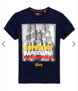 Superdry - Barcelona Photo - Short Sleeve Navy T-Shirt - Size XL - New - Picture 1 of 1