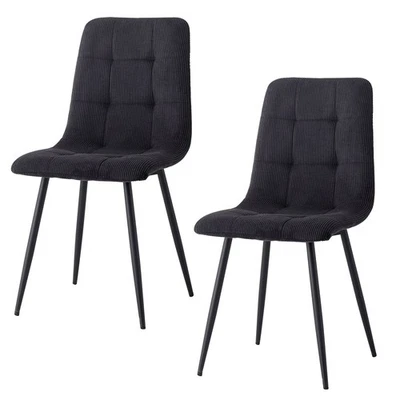 2er Set Esszimmerstuhl Wohnzimmerstuhl Küchenstühle Metallgestell Cord Schwarz - Bild 1 von 4