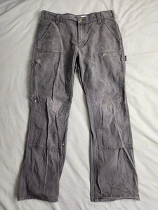 Carhartt Double Knee Duck Canvas Pants Mens Size 33x29 Gray Relaxed 103334 029 - Picture 1 of 10