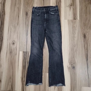 Mother Jeans The Hustle Ankle Fray Jeans Womens 26 Black Sharing Secrets Stretch - Picture 1 of 12