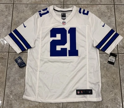NUEVA NUEVA CON ETIQUETAS Para Hombres Grande Dallas Cowboys Ezekiel Elliott #21 Nike Jersey Sobre el Campo Blanca Foto 1 de 4
