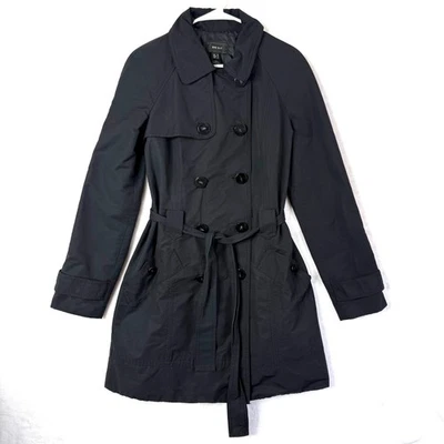 Trench coat para mujer MNG traje de mango doble pecho con cinturón repelente al agua S negro Foto 1 de 4