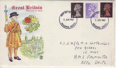 GB Stamps First Day Cover Machin Definitive 4d, 1s & 1'9s (3 values) STUART 1967 - Image 1 of 2