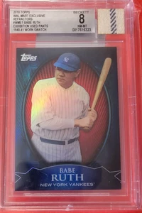 Babe Ruth WORN PANTS PIECE EXHIBITION 1940-41 & BGS 8 2010 TOPPS REFRACTOR CARD - Picture 1 of 8