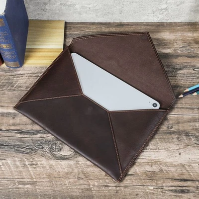 Genuine Leather A4 Notebook Cover 13" Tablet Sleeve Case Bag For iPad Pro 13 M4 - Image 1 of 4