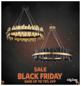 Gold Schwarz Deckenleuchten Leuchte Rund Modern Kronleuchter LED Pendelleuchte - Bild 1 von 23